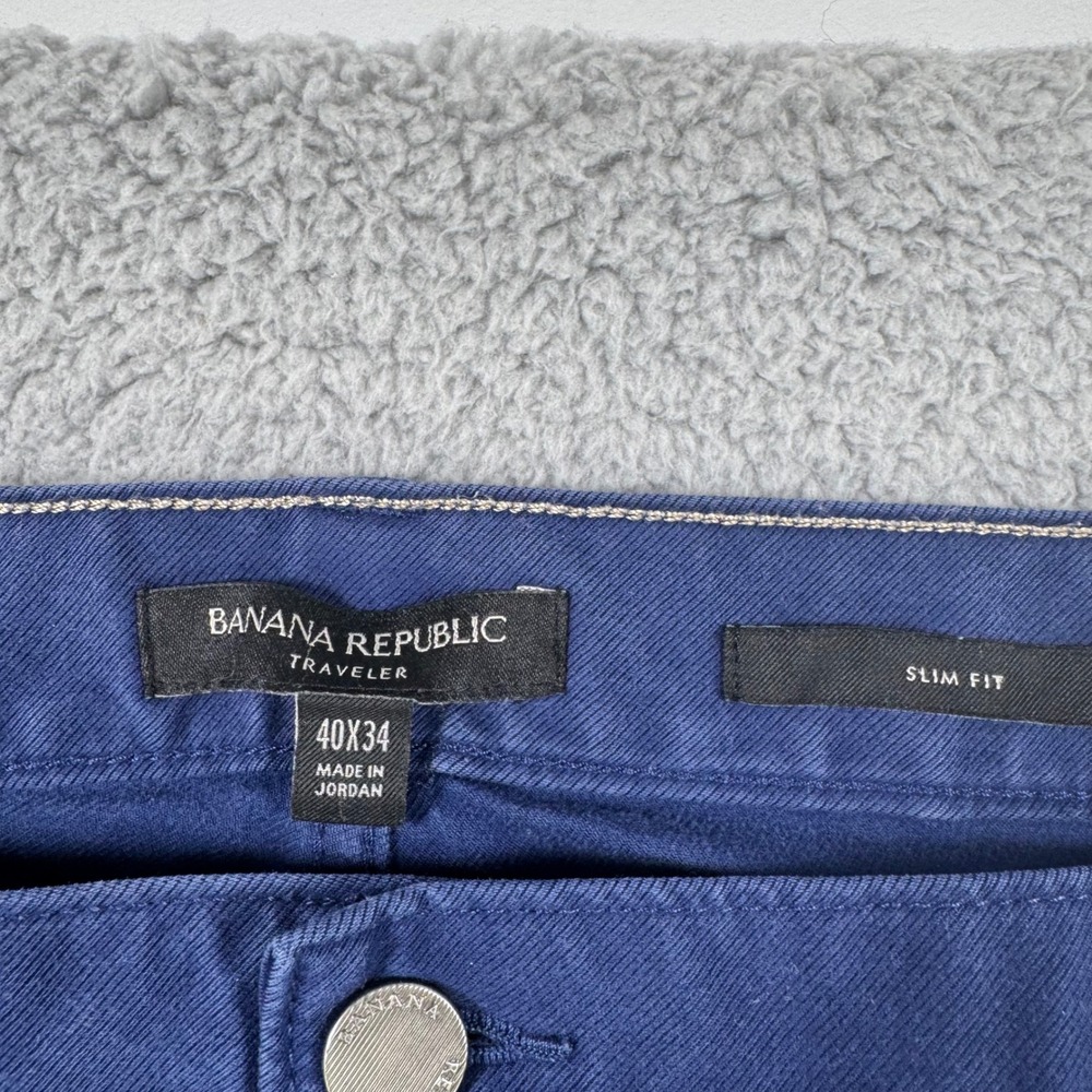 Banana Republic Traveler Slim Fit Blue Chinos‎ Pants Mens 40x33 Cotton Blend - Picture 3 of 11